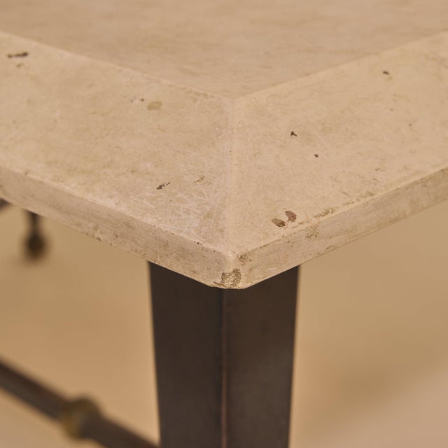 French Forged Iron + Limestone Coffee Table, Circa 1940s For Sale - Image 11 of 12