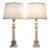 1950s Neo Classic Hollywood Regency Modern Carrara Marble Corinthian Style Column Table Lamps - a Pair For Sale