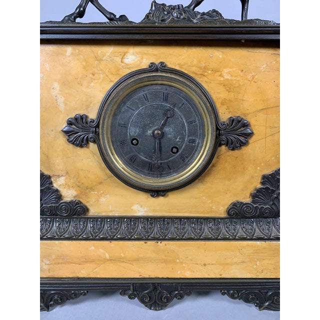 Charles X Style Mantelpiece Set with Horse Clock and Pair of Casseroles For Sale - Image 4 of 12