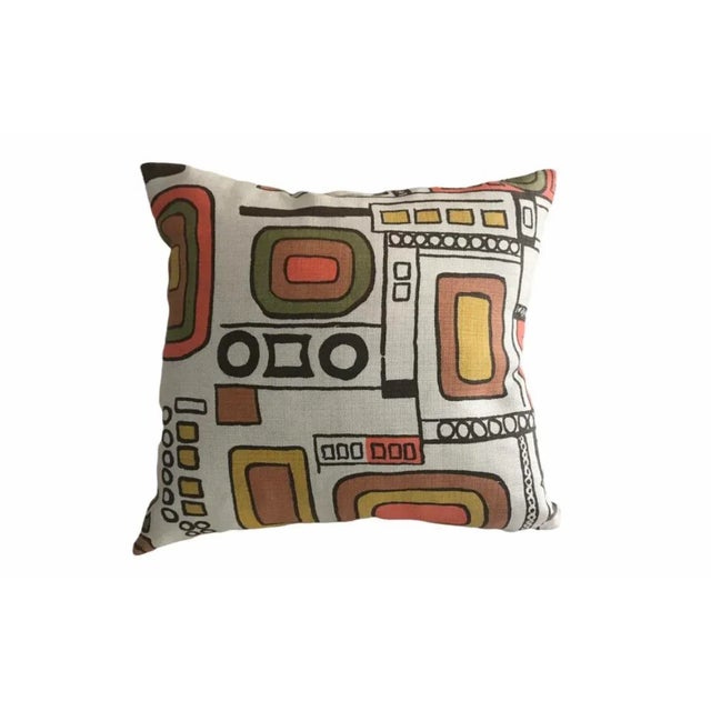1960's Linen Abstract Pillow For Sale - Image 4 of 4