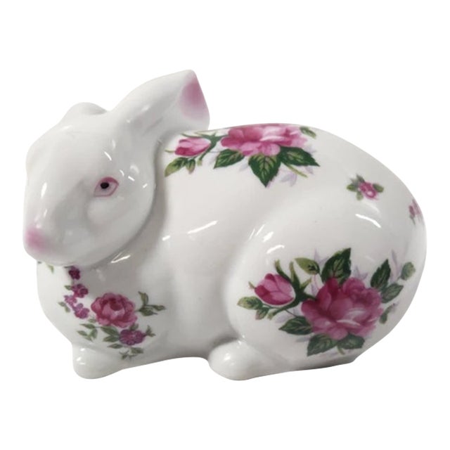 Vintage Porcelain Easter Bunny Rabbit Floral Figurine For Sale