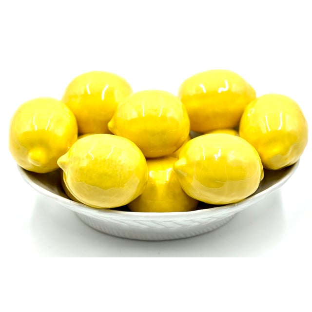 Vintage Italian Majolica Bowl of Lemons Centerpiece For Sale - Image 4 of 9