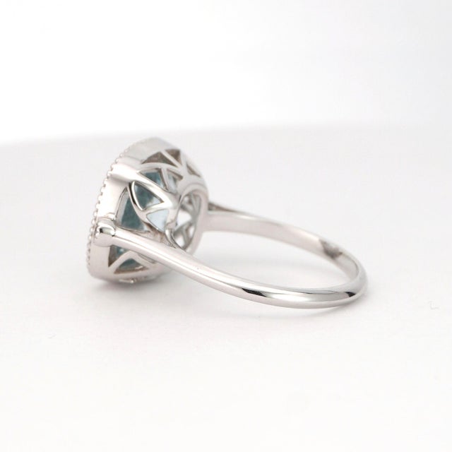 14k Gold Ring With 4.25ct Aquamarine & Diamonds Size 6.5 For Sale - Image 12 of 18
