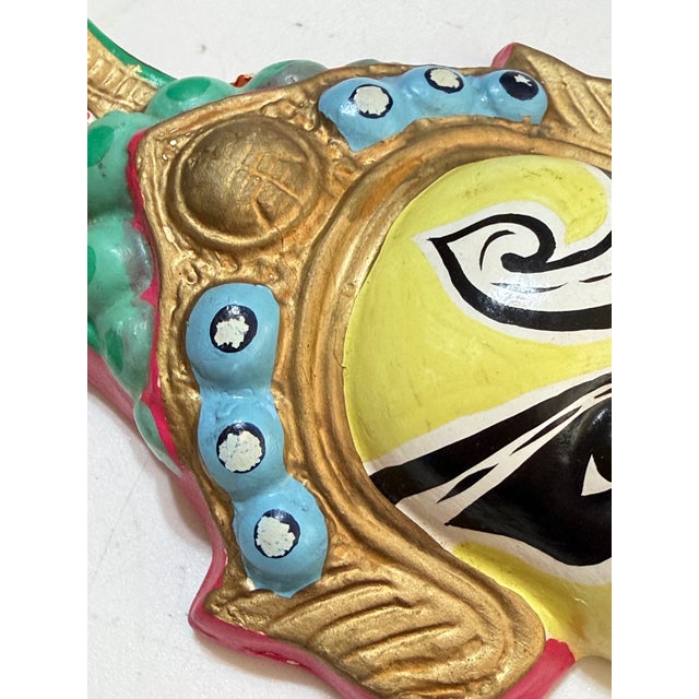 Vintage Chinese Hand-Painted Opera Clay Wall Masks, Huishan Style — Set of 3 For Sale - Image 12 of 12