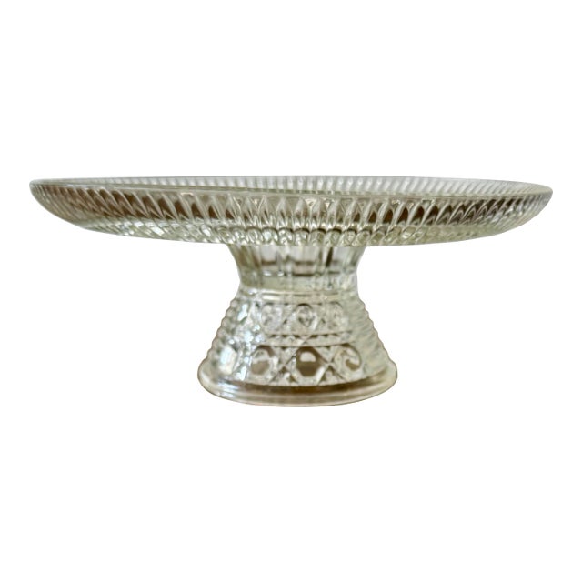 Mid 20th Century Federal Glass Windsor Pattern Cake Stand For Sale