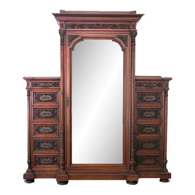 Late 19th Century English Aesthetic Movement Carved Armoire For Sale