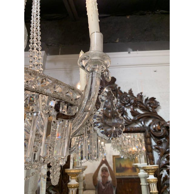 Late 19th Century 19th Century Italian Giltwood and Crystal 10-Light Chandelier For Sale - Image 5 of 8