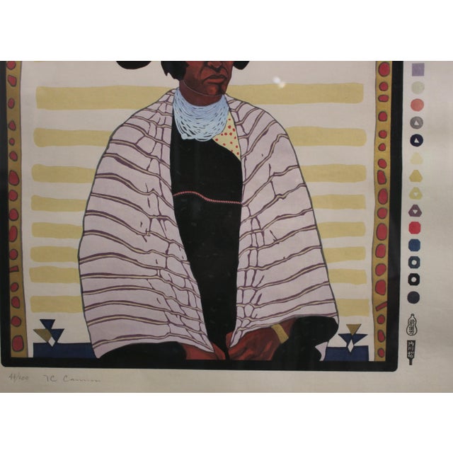 Impressionist T.C. Cannon "Hopi Maiden" Print 44/200 Native American Woodcut Portrait 1973-1977 For Sale - Image 3 of 6