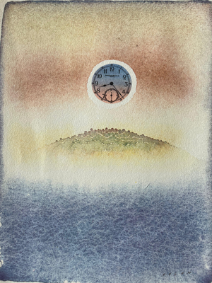 Jean-Michel Folon, L'horloge, Etching