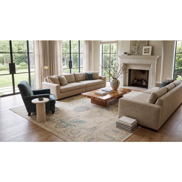 Elevate your space with this exquisite Modern Oushak Style Hand-Knotted Wool Rug, designed for sophisticated, luxury...