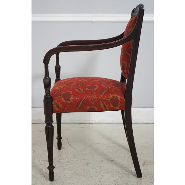 English Pair Antique 19th Century English Sheraton Mahogany Armchairs For Sale - Image 3 of 18