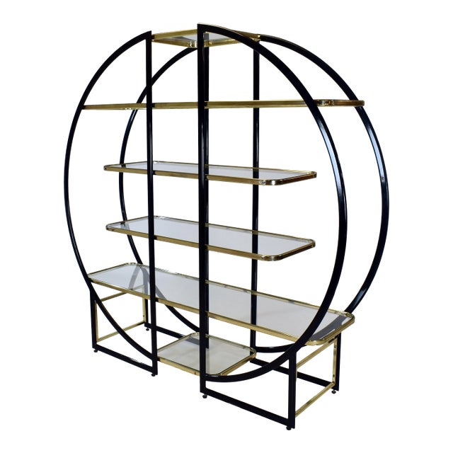 Large Hollywood Regency Circular Etegere Vitrine After Milo Baughman For Sale