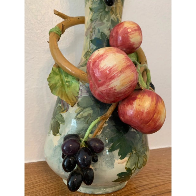 Impressively Large Vase Majolica pottery with apple and grapes tree branches is the magnificent piece of art! This...