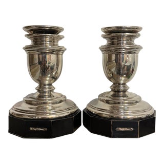 Vintage Ralph Lauren Urn Form Silverplate Candlestick Prickets - a Pair For Sale