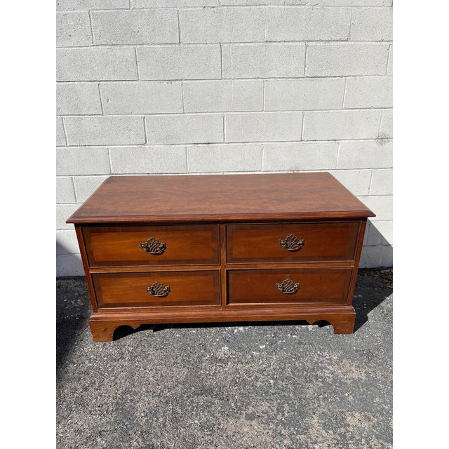 Mid-Century Modern Vintage Console Media Cabinet Wood Entry Bench Mid Century Modern Storage For Sale - Image 3 of 10