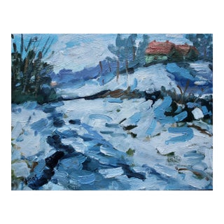 Winter Along the Creek, Contemporary Landscape Oil Painting For Sale