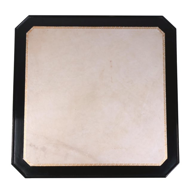 Pair of Jansen Style Ebonized Leather Top End Tables With Greek Key Design, 1940 For Sale - Image 13 of 16