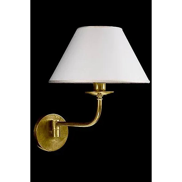 Lucia - Sleek swing arm 1-light wall sconce. Cast brass with linen shade.