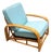 1950s Restored Rattan Triple-Strand Half Square Moon Arm Lounge Chair W/ Arched Back For Sale
