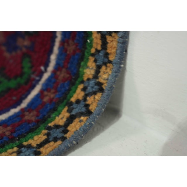 1970s Vintage Turkish Handmade Wool Cotton Blue Area Rug For Sale - Image 9 of 12