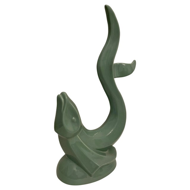 Vintage Haeger Aqua Green Ceramic Flying Fish Statue For Sale - Image 13 of 13