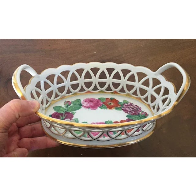 Antique 18th Century German Furstenberg Porcelain Reticulated Fruit Bowl Painted with Flower Garland For Sale - Image 11 of 13