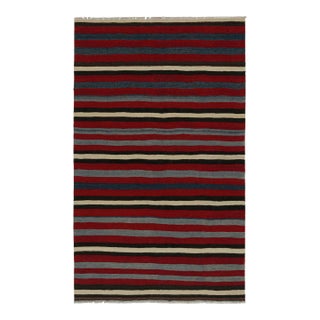Rug & Kilim’s Afghan Tribal Kilim Rug in Red With Geometric Striped Patterns For Sale