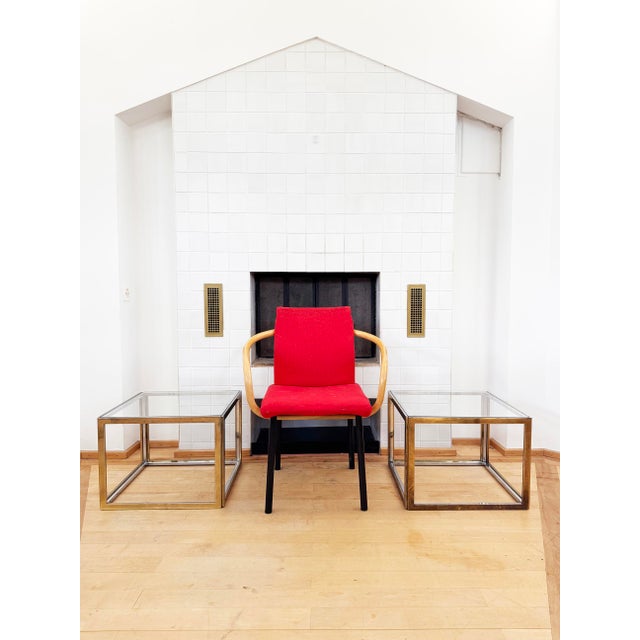 Maison Charles Style Brass / Chrome Glass Coffee Table & Nesting Tables, 60s 70s - Five Piece Set For Sale - Image 6 of 18