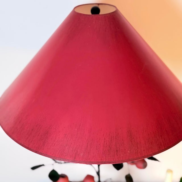 Frederick Cooper Chicago Tole Apple and Iron Candelabra Table Lamp, 1950s Folk Art Toleware For Sale - Image 9 of 10
