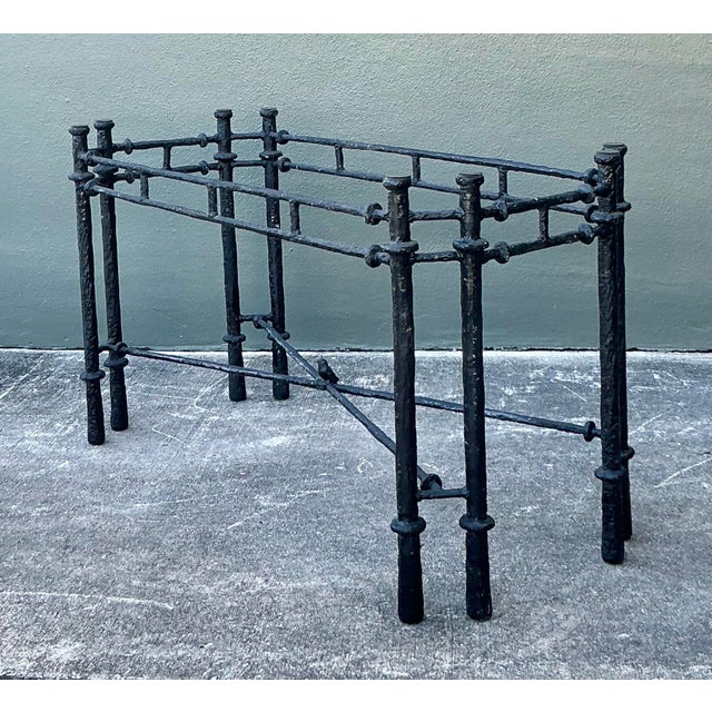 Black Vintage Boho Hammered Iron Dining Table After Giacometti For Sale - Image 8 of 12