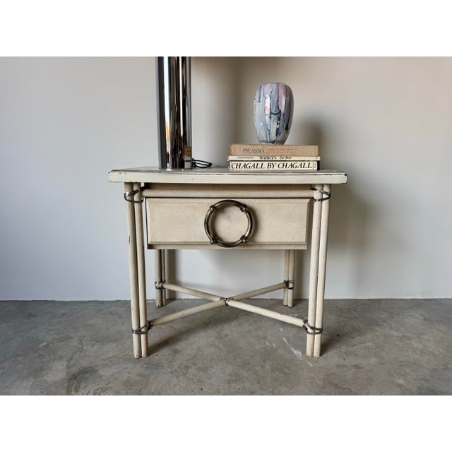 Wood Vintage One Drawer End Table / Nightstand With Oversized Ring Pull Handle For Sale - Image 7 of 11