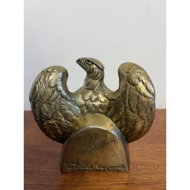 Vintage 1776 Brass Bald Eagle Bookend American Patriotic Federal Decor For Sale In Philadelphia - Image 6 of 14