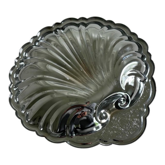 Hollywood Regency Costal Hollywood Regency Clam Shell Metal Chrome Finish Decorative Bowl Dish For Sale - Image 3 of 4