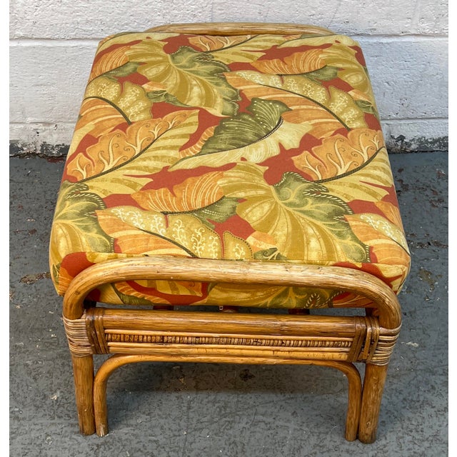Vintage Ficks Reed Style Rattan Lounge Chair and Ottoman For Sale - Image 14 of 15