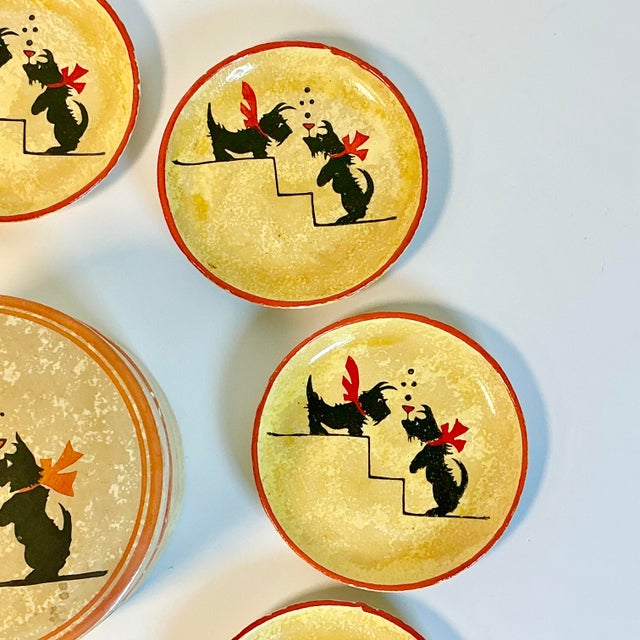 1950s 1950s Vintage Boho Chic Scottish Terrier Coasters - Set of 9. For Sale - Image 5 of 13