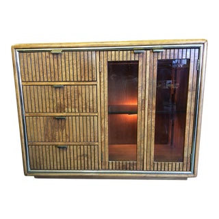 American of Martinsville Burl Wood Lighted Dry Bar For Sale