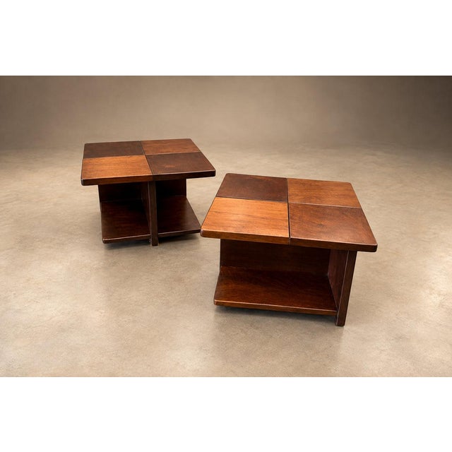 Pair of Brazilian Modern Imbuia Side Tables with Open Lower Storage and Display Shelves, Casa Finland, Brazil, 1960s — Lot 1130 For Sale - Image 16 of 18