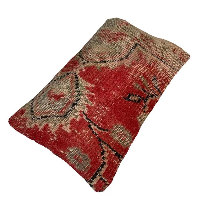 Large Vintage Turkish Handmade Rug Cushion Cover For Sale - Image 9 of 11