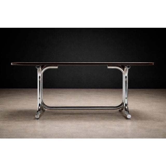 Brown Geraldo de Barros “Torm” Conference Dining Table in Chrome & Brazilian Rosewood (Jacaranda), Brazil, 1970s – Lot 7 For Sale - Image 8 of 17
