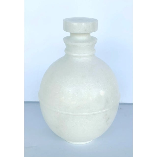 Global Views Modern White Marble Orb Bottle For Sale - Image 4 of 4