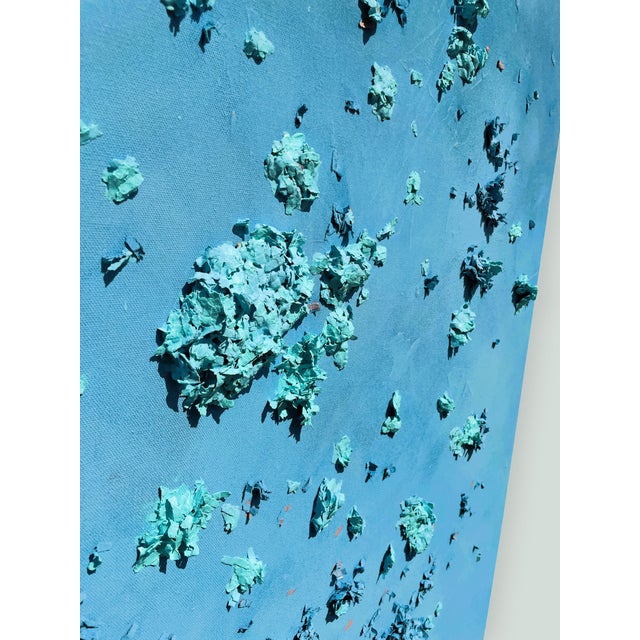Oversized Dimensional Textured Wall Art in Hydrangea-Inspired Tiffany Blue For Sale In Austin - Image 6 of 8