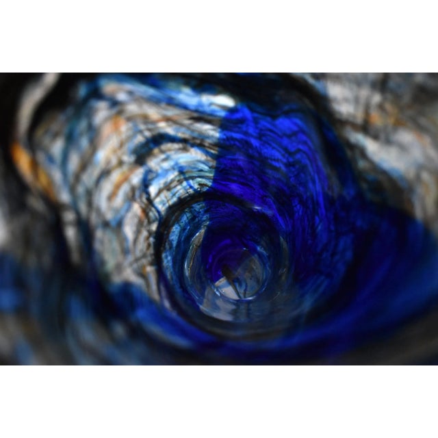 Blue Large Cobalt Blue Blown Glass Vase For Sale - Image 8 of 11