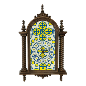 1980s Vintage Boho Chic Jacobean Syroco Burwood Wall Clock