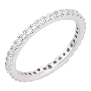 18k White Gold Diamond Modern Eternity Ring for Stacking Size 5 For Sale