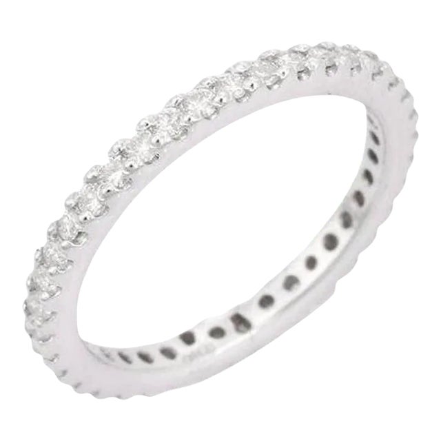 18k White Gold Diamond Modern Eternity Ring for Stacking Size 5 For Sale