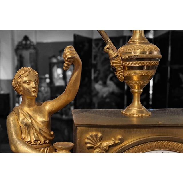 Empire Golden Bronze Pendulum, France For Sale - Image 10 of 11