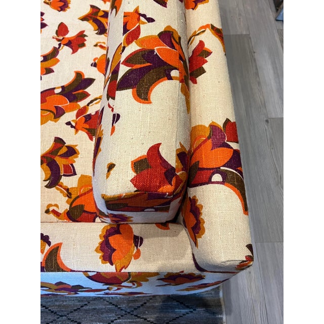 2020s Vintage Sofa Reupholstered in Vintage 70's Floral Dead Stock Fabric For Sale - Image 5 of 8