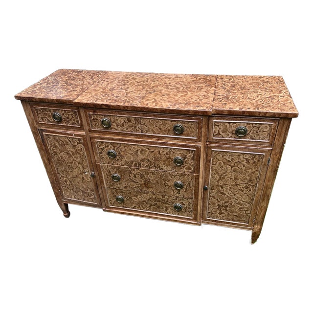 1930s Vintage Swedish Gustavian Sideboard Painted in Faux Tortoiseshell For Sale