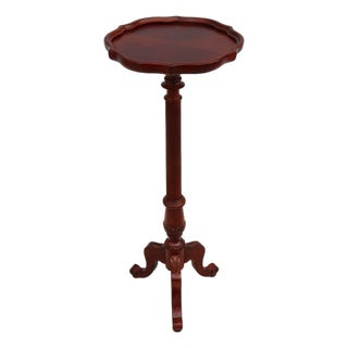 Vintage Traditional Chippendale Pedestal Plant Stand Table in Solid Mahogany For Sale