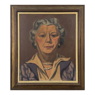 Jack Gerber Expressionist Portrait of Woman With Necklace (C. 1950, Oil on Board) For Sale